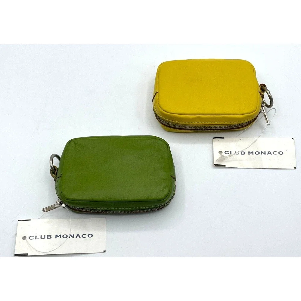 NEW Club Monaco Leather Small Pouch Coin Purse, Yellow OR Green